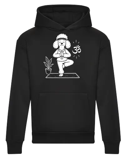 Namaste Poodle: Zen Yoga Dog - cute meditation tee, yoga dog shirt, funny poodle graphic tee, zen animal apparel, minimalist dog lover merch, namaste pet streetwear, tree pose graphic, aesthetic yoga clothing, Om symbol design, relaxing animal fashion - Heavyweight Hoodie