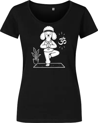 Namaste Poodle: Zen Yoga Dog - cute meditation tee, yoga dog shirt, funny poodle graphic tee, zen animal apparel, minimalist dog lover merch, namaste pet streetwear, tree pose graphic, aesthetic yoga clothing, Om symbol design, relaxing animal fashion - Damen T-Shirt