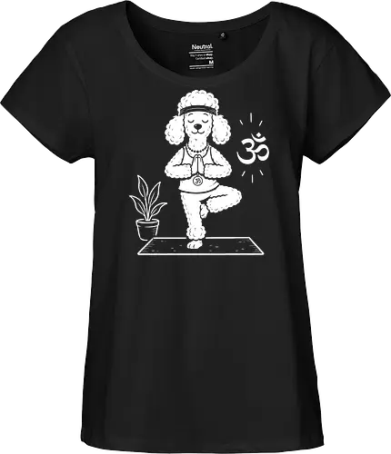 Namaste Poodle: Zen Yoga Dog - cute meditation tee, yoga dog shirt, funny poodle graphic tee, zen animal apparel, minimalist dog lover merch, namaste pet streetwear, tree pose graphic, aesthetic yoga clothing, Om symbol design, relaxing animal fashion - Fairtrade Girl Shirt