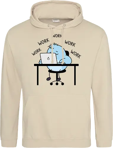 Corporate Grind: The Tired Blue Blob - WFH fashion, funny work shirt, corporate burnout graphic tee, tired monster apparel, office humor streetwear, relatable student clothing, minimalist cartoon desk, lazy day aesthetic tee, remote worker gift, cute exhausted character - Standard Hoodie