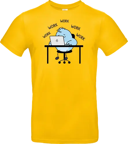 Corporate Grind: The Tired Blue Blob - WFH fashion, funny work shirt, corporate burnout graphic tee, tired monster apparel, office humor streetwear, relatable student clothing, minimalist cartoon desk, lazy day aesthetic tee, remote worker gift, cute exhausted character - Standard T-Shirt