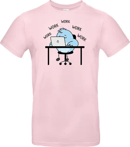 Corporate Grind: The Tired Blue Blob - WFH fashion, funny work shirt, corporate burnout graphic tee, tired monster apparel, office humor streetwear, relatable student clothing, minimalist cartoon desk, lazy day aesthetic tee, remote worker gift, cute exhausted character - Standard T-Shirt