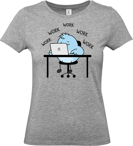 Corporate Grind: The Tired Blue Blob - WFH fashion, funny work shirt, corporate burnout graphic tee, tired monster apparel, office humor streetwear, relatable student clothing, minimalist cartoon desk, lazy day aesthetic tee, remote worker gift, cute exhausted character - Standard T-Shirt (Frauen)