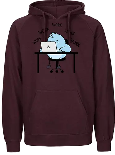 Corporate Grind: The Tired Blue Blob - WFH fashion, funny work shirt, corporate burnout graphic tee, tired monster apparel, office humor streetwear, relatable student clothing, minimalist cartoon desk, lazy day aesthetic tee, remote worker gift, cute exhausted character - Fairtrade Hoodie