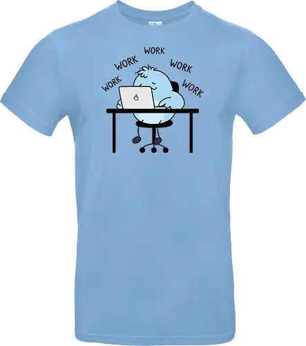 Corporate Grind: The Tired Blue Blob - WFH fashion, funny work shirt, corporate burnout graphic tee, tired monster apparel, office humor streetwear, relatable student clothing, minimalist cartoon desk, lazy day aesthetic tee, remote worker gift, cute exhausted character - Standard T-Shirt