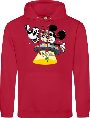 Freaky Alien Maus in UFO - Cartoon Horror Sci-Fi Art - freaky Alien Maus Art, Cartoon Horror Sci-Fi Shirt, Maus UFO dunkles Shirt, Horror Cartoon fliegende Untertasse, Skelett Maus Sci-Fi Art, dunkles rotes Pop Art, alternativer freaky Maus UFO, verrückte Cartoon Sci-Fi Mode, Maus Entführung Blume Art, Underground dunkles Geek Sci-Fi, Horror Nostalgie Cartoon, Punk Maus UFO Cartoon, alternative Sci-Fi Shirt, dunkle Retro Maus Art, chaotischer roter Cartoon Sci-Fi - Standard Hoodie