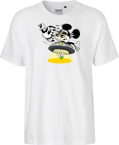 Freaky Alien Maus in UFO - Cartoon Horror Sci-Fi Art - freaky Alien Maus Art, Cartoon Horror Sci-Fi Shirt, Maus UFO dunkles Shirt, Horror Cartoon fliegende Untertasse, Skelett Maus Sci-Fi Art, dunkles rotes Pop Art, alternativer freaky Maus UFO, verrückte Cartoon Sci-Fi Mode, Maus Entführung Blume Art, Underground dunkles Geek Sci-Fi, Horror Nostalgie Cartoon, Punk Maus UFO Cartoon, alternative Sci-Fi Shirt, dunkle Retro Maus Art, chaotischer roter Cartoon Sci-Fi - Fairtrade T-Shirt