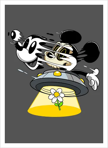 Freaky Alien Maus in UFO - Cartoon Horror Sci-Fi Art - freaky Alien Maus Art, Cartoon Horror Sci-Fi Shirt, Maus UFO dunkles Shirt, Horror Cartoon fliegende Untertasse, Skelett Maus Sci-Fi Art, dunkles rotes Pop Art, alternativer freaky Maus UFO, verrückte Cartoon Sci-Fi Mode, Maus Entführung Blume Art, Underground dunkles Geek Sci-Fi, Horror Nostalgie Cartoon, Punk Maus UFO Cartoon, alternative Sci-Fi Shirt, dunkle Retro Maus Art, chaotischer roter Cartoon Sci-Fi - Kunstdruck