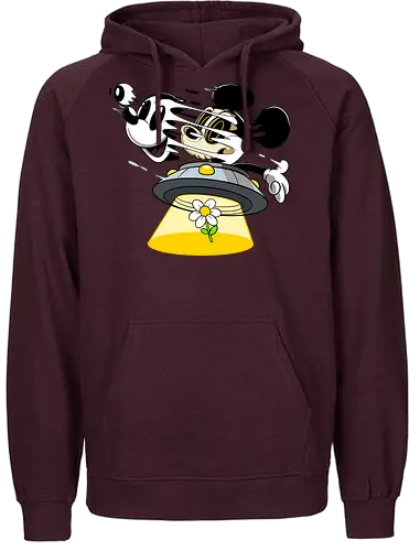 Freaky Alien Maus in UFO - Cartoon Horror Sci-Fi Art - freaky Alien Maus Art, Cartoon Horror Sci-Fi Shirt, Maus UFO dunkles Shirt, Horror Cartoon fliegende Untertasse, Skelett Maus Sci-Fi Art, dunkles rotes Pop Art, alternativer freaky Maus UFO, verrückte Cartoon Sci-Fi Mode, Maus Entführung Blume Art, Underground dunkles Geek Sci-Fi, Horror Nostalgie Cartoon, Punk Maus UFO Cartoon, alternative Sci-Fi Shirt, dunkle Retro Maus Art, chaotischer roter Cartoon Sci-Fi - Fairtrade Hoodie