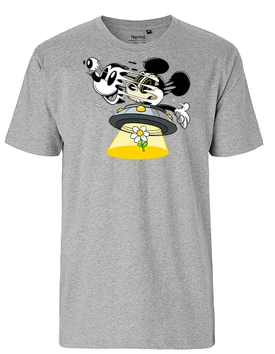 Freaky Alien Maus in UFO - Cartoon Horror Sci-Fi Art - freaky Alien Maus Art, Cartoon Horror Sci-Fi Shirt, Maus UFO dunkles Shirt, Horror Cartoon fliegende Untertasse, Skelett Maus Sci-Fi Art, dunkles rotes Pop Art, alternativer freaky Maus UFO, verrückte Cartoon Sci-Fi Mode, Maus Entführung Blume Art, Underground dunkles Geek Sci-Fi, Horror Nostalgie Cartoon, Punk Maus UFO Cartoon, alternative Sci-Fi Shirt, dunkle Retro Maus Art, chaotischer roter Cartoon Sci-Fi - Fairtrade T-Shirt