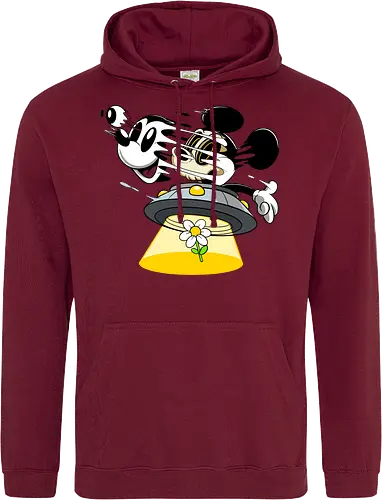 Freaky Alien Maus in UFO - Cartoon Horror Sci-Fi Art - freaky Alien Maus Art, Cartoon Horror Sci-Fi Shirt, Maus UFO dunkles Shirt, Horror Cartoon fliegende Untertasse, Skelett Maus Sci-Fi Art, dunkles rotes Pop Art, alternativer freaky Maus UFO, verrückte Cartoon Sci-Fi Mode, Maus Entführung Blume Art, Underground dunkles Geek Sci-Fi, Horror Nostalgie Cartoon, Punk Maus UFO Cartoon, alternative Sci-Fi Shirt, dunkle Retro Maus Art, chaotischer roter Cartoon Sci-Fi - Standard Hoodie