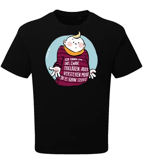 Ich kann dir das zwar erklären.. - Ringelpullisprüche, Ringeldinger, streifenweise, Spruch, Weisheit, Motivation, Ringelpulli, SprücheShirt, Cartoon Illustration, Statement, Handgezeichnet, Humor, Selbstironie, Streifenpulli, Spruchshirt, deutsch - Oversize T-Shirt