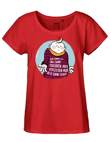Ich kann dir das zwar erklären.. - Ringelpullisprüche, Ringeldinger, streifenweise, Spruch, Weisheit, Motivation, Ringelpulli, SprücheShirt, Cartoon Illustration, Statement, Handgezeichnet, Humor, Selbstironie, Streifenpulli, Spruchshirt, deutsch - Fairtrade Girl Shirt