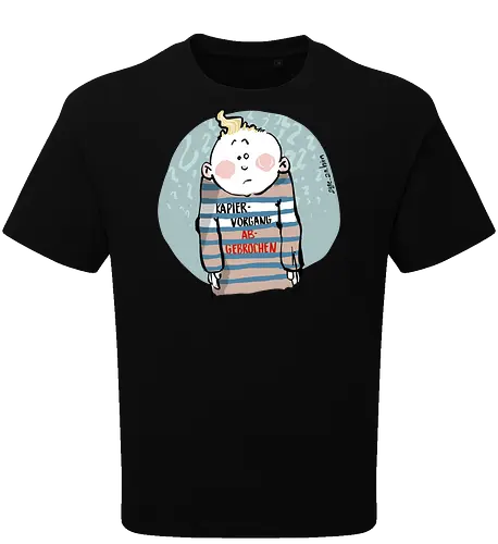 Kapiervorgang abgebrochen - Selbstironie, Streifenpulli, Spruchshirt, deutsch, Ringelpullisprüche, Ringeldinger, streifenweise, Spruch, Weisheit, Motivation, Ringelpulli, SprücheShirt, Cartoon Illustration, Statement, Ostfriesland, Nordsee, Handgezeichnet, Humor - Oversize T-Shirt