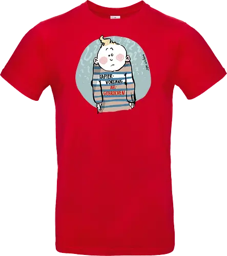 Kapiervorgang abgebrochen - Selbstironie, Streifenpulli, Spruchshirt, deutsch, Ringelpullisprüche, Ringeldinger, streifenweise, Spruch, Weisheit, Motivation, Ringelpulli, SprücheShirt, Cartoon Illustration, Statement, Ostfriesland, Nordsee, Handgezeichnet, Humor - Standard T-Shirt