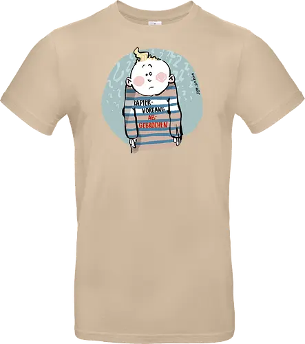 Kapiervorgang abgebrochen - Selbstironie, Streifenpulli, Spruchshirt, deutsch, Ringelpullisprüche, Ringeldinger, streifenweise, Spruch, Weisheit, Motivation, Ringelpulli, SprücheShirt, Cartoon Illustration, Statement, Ostfriesland, Nordsee, Handgezeichnet, Humor - Standard T-Shirt