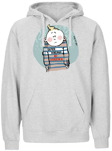 Kapiervorgang abgebrochen - Selbstironie, Streifenpulli, Spruchshirt, deutsch, Ringelpullisprüche, Ringeldinger, streifenweise, Spruch, Weisheit, Motivation, Ringelpulli, SprücheShirt, Cartoon Illustration, Statement, Ostfriesland, Nordsee, Handgezeichnet, Humor - Fairtrade Hoodie