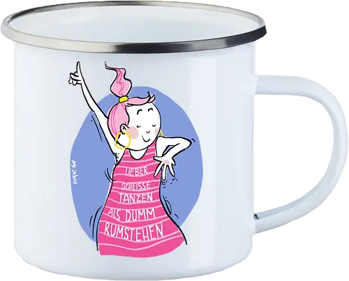 Lieber scheisse tanzen.. - Ringelpulli, Weisheit, Spruch, Motivation - Emailletasse