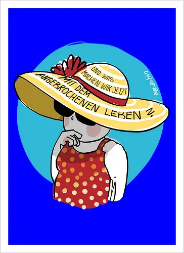 Angebrochenes Leben - ringelpullisprüche, Ringeldinger, streifenweise, Spruch, Weisheit, Motivation, Ringelpulli, deutsch, SprücheShirt, Cartoon Illustration, Statement, Handgezeichnet, Humor, Selbstironie, Streifenpulli, Spruchshirt - Kunstdruck