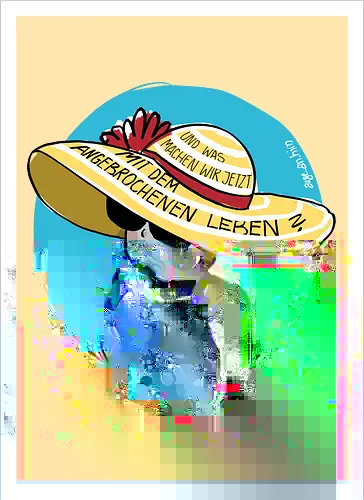 Angebrochenes Leben - ringelpullisprüche, Ringeldinger, streifenweise, Spruch, Weisheit, Motivation, Ringelpulli, deutsch, SprücheShirt, Cartoon Illustration, Statement, Handgezeichnet, Humor, Selbstironie, Streifenpulli, Spruchshirt - Kunstdruck