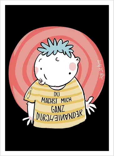 Durcheinander - Spruch, Statement, ringelpullisprüche, Ringeldinger, streifenweise, Weisheit, Motivation, Ringelpulli, SprücheShirt, Cartoon Illustration, Handgezeichnet, Humor, Selbstironie, Streifenpulli, Spruchshirt, deutsch - Kunstdruck
