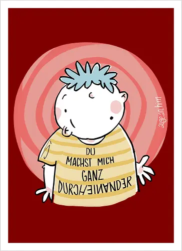 Durcheinander - Spruch, Statement, ringelpullisprüche, Ringeldinger, streifenweise, Weisheit, Motivation, Ringelpulli, SprücheShirt, Cartoon Illustration, Handgezeichnet, Humor, Selbstironie, Streifenpulli, Spruchshirt, deutsch - Kunstdruck