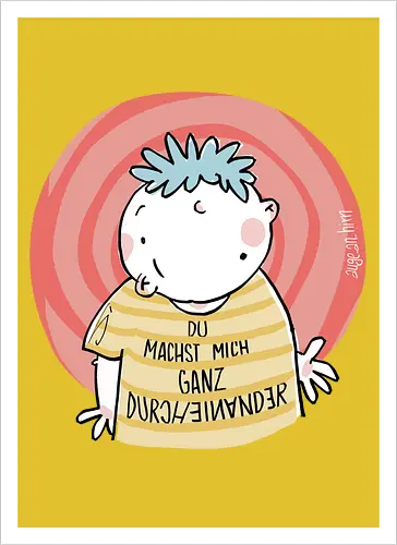 Durcheinander - Spruch, Statement, ringelpullisprüche, Ringeldinger, streifenweise, Weisheit, Motivation, Ringelpulli, SprücheShirt, Cartoon Illustration, Handgezeichnet, Humor, Selbstironie, Streifenpulli, Spruchshirt, deutsch - Kunstdruck