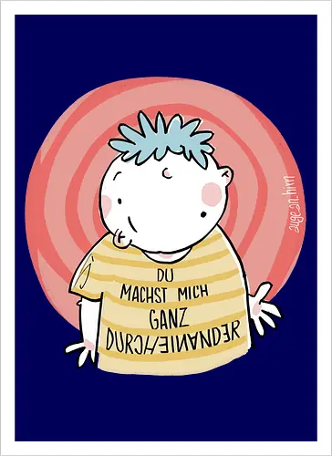 Durcheinander - Spruch, Statement, ringelpullisprüche, Ringeldinger, streifenweise, Weisheit, Motivation, Ringelpulli, SprücheShirt, Cartoon Illustration, Handgezeichnet, Humor, Selbstironie, Streifenpulli, Spruchshirt, deutsch - Kunstdruck