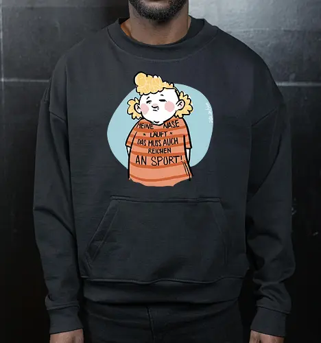 Sport - Ringelpullisprüche, Ringeldinger, Spruchshirt, deutsch, streifenweise, Spruch, Weisheit, Motivation, Ringelpulli, SprücheShirt, Cartoon Illustration, Statement, Ostfriesland, Nordsee, Handgezeichnet, Humor, Selbstironie, Streifenpulli - Cropped Sweatshirt