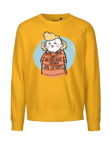 Sport - Ringelpullisprüche, Ringeldinger, Spruchshirt, deutsch, streifenweise, Spruch, Weisheit, Motivation, Ringelpulli, SprücheShirt, Cartoon Illustration, Statement, Ostfriesland, Nordsee, Handgezeichnet, Humor, Selbstironie, Streifenpulli - Fairtrade Sweatshirt