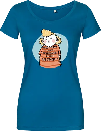 Sport - Ringelpullisprüche, Ringeldinger, Spruchshirt, deutsch, streifenweise, Spruch, Weisheit, Motivation, Ringelpulli, SprücheShirt, Cartoon Illustration, Statement, Ostfriesland, Nordsee, Handgezeichnet, Humor, Selbstironie, Streifenpulli - Damen T-Shirt
