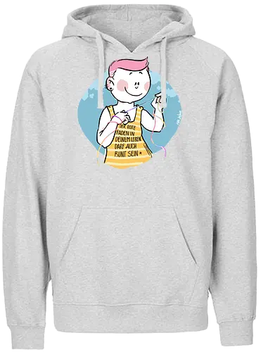 Bunt - Humor, Selbstironie, Streifenpulli, Spruchshirt, deutsch, ringelpullisprüche, Ringeldinger, streifenweise, Spruch, Weisheit, Motivation, Ringelpulli, SprücheShirt, Cartoon Illustration, Statement, Handgezeichnet - Fairtrade Hoodie