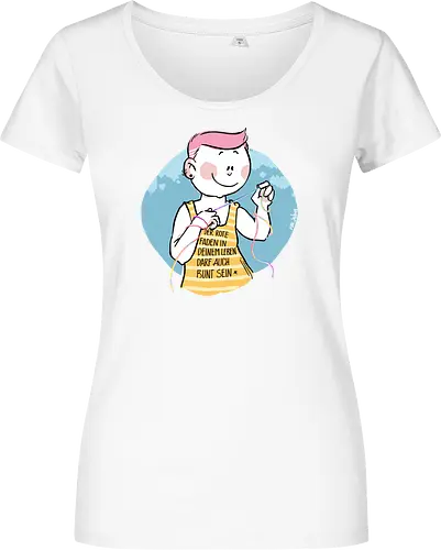 Bunt - Humor, Selbstironie, Streifenpulli, Spruchshirt, deutsch, ringelpullisprüche, Ringeldinger, streifenweise, Spruch, Weisheit, Motivation, Ringelpulli, SprücheShirt, Cartoon Illustration, Statement, Handgezeichnet - Damen T-Shirt