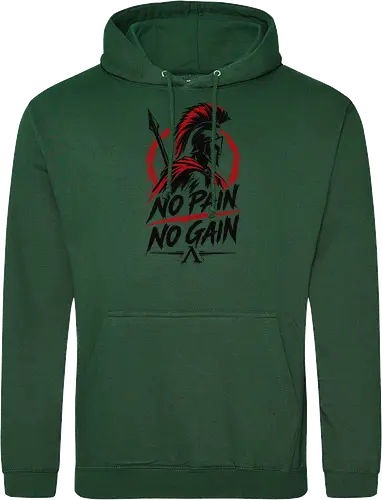 Spartan Discipline – No Pain No Gain - martial arts, fighter, ancient warrior, greek warrior, helmet, spartan, spartaner, no pain no gain, warrior, warrior spirit, discipline, strength, motivation, gym, fitness, bodybuilding, workout, training, spear, battle, courage, power, mindset, determination, toughness, streetwear, gym shirt, fitness shirt, motivational shirt, distressed design, red black, hand drawn, warrior aesthetic - Standard Hoodie