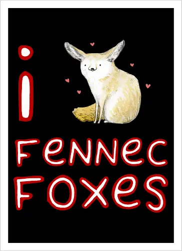 Liebe für den süßen Fuchs der Wüste - Fen¬nek, Wüstenfuchs, Fuchs, süßer Fuchs, süßes Tier, Wildtiere, Natur, Wüste, Illustration, Aquarell, Tierkunst, Tierliebhaber, niedliche Zeichnung, Fauna, Wildtierkunst - Kunstdruck