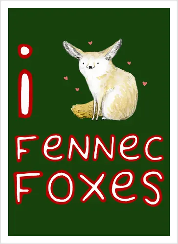 Liebe für den süßen Fuchs der Wüste - Fen¬nek, Wüstenfuchs, Fuchs, süßer Fuchs, süßes Tier, Wildtiere, Natur, Wüste, Illustration, Aquarell, Tierkunst, Tierliebhaber, niedliche Zeichnung, Fauna, Wildtierkunst - Kunstdruck