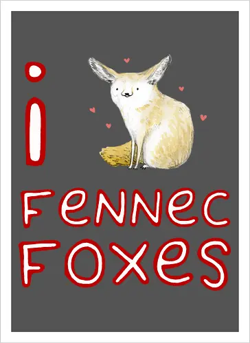 Liebe für den süßen Fuchs der Wüste - Fen¬nek, Wüstenfuchs, Fuchs, süßer Fuchs, süßes Tier, Wildtiere, Natur, Wüste, Illustration, Aquarell, Tierkunst, Tierliebhaber, niedliche Zeichnung, Fauna, Wildtierkunst - Kunstdruck