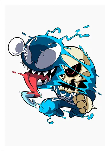 Freaky Kreatur - Dunkles Chaos - freaky creature, dunkles monster, horror kunst, creepy art, skelett, monster design, dark cartoon, gothic art, gruselige kreatur, body horror, seltsame kunst, fantasy monster, horror cartoon, dunkle ästhetik, geek art - Kunstdruck