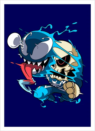 Freaky Kreatur - Dunkles Chaos - freaky creature, dunkles monster, horror kunst, creepy art, skelett, monster design, dark cartoon, gothic art, gruselige kreatur, body horror, seltsame kunst, fantasy monster, horror cartoon, dunkle ästhetik, geek art - Kunstdruck