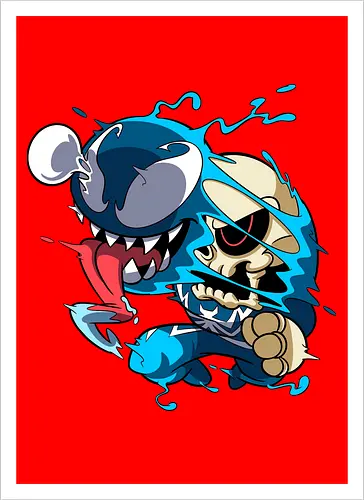 Freaky Kreatur - Dunkles Chaos - freaky creature, dunkles monster, horror kunst, creepy art, skelett, monster design, dark cartoon, gothic art, gruselige kreatur, body horror, seltsame kunst, fantasy monster, horror cartoon, dunkle ästhetik, geek art - Kunstdruck