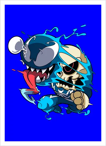 Freaky Kreatur - Dunkles Chaos - freaky creature, dunkles monster, horror kunst, creepy art, skelett, monster design, dark cartoon, gothic art, gruselige kreatur, body horror, seltsame kunst, fantasy monster, horror cartoon, dunkle ästhetik, geek art - Kunstdruck