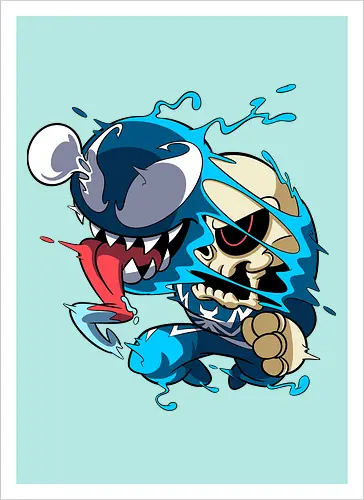 Freaky Kreatur - Dunkles Chaos - freaky creature, dunkles monster, horror kunst, creepy art, skelett, monster design, dark cartoon, gothic art, gruselige kreatur, body horror, seltsame kunst, fantasy monster, horror cartoon, dunkle ästhetik, geek art - Kunstdruck