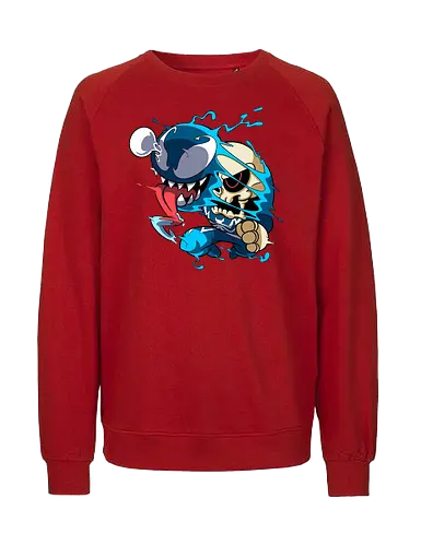 Freaky Kreatur - Dunkles Chaos - freaky creature, dunkles monster, horror kunst, creepy art, skelett, monster design, dark cartoon, gothic art, gruselige kreatur, body horror, seltsame kunst, fantasy monster, horror cartoon, dunkle ästhetik, geek art - Fairtrade Sweatshirt