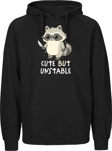 Cute But Unstable - koalatees, koala, koalastudio, raccoon, cute, dark humor, trash panda, sarcastic, introvert humor, funny quote - Fairtrade Hoodie