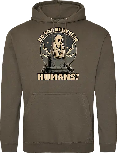 Ghost Believe in Humans - Graveyard, Tombstones, Tombstone, Ghost, I Believe, Believe, Humans, Human, Humanity, Creepy, Scary, Creepy Cute, Scary Cute, Spooky Season, Spooky, Spooky Cute, Spooky Art, Spooky Halloween, Spooky Cartoon, Halloween Vibes, Halloween, Halloween Season Art, Fun, Funny, Cute, Creature - Standard Hoodie