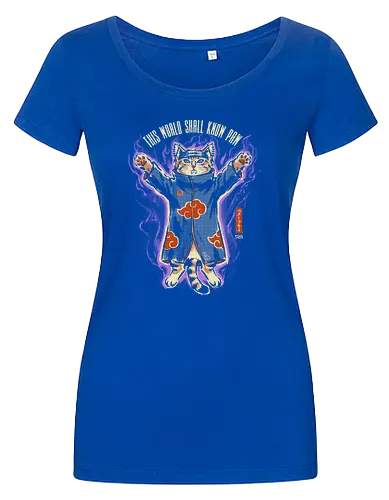 This World Shall Know Paw - quote, humor, cute, cat, anime, funny, ninja, vintage, retro, japanese, pain, akatsuki, pun, parody, mood - Damen T-Shirt