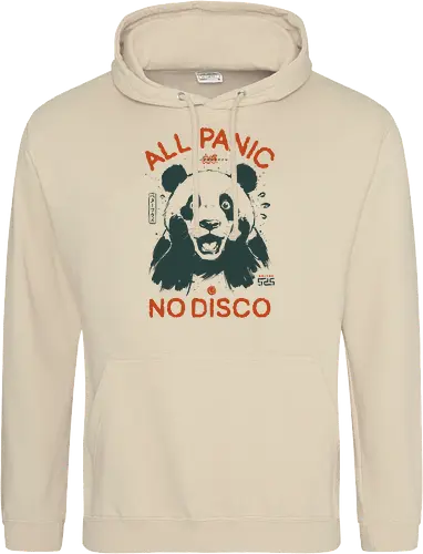 All Panic No Disco - panda, funny, panic, anxiety, vintage, retro, japanese, stress, overwhelmed, quote, humor, cute, mood, sarcastic, scream - Standard Hoodie