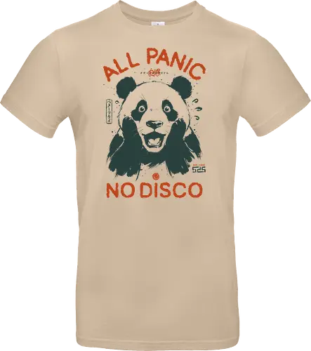 All Panic No Disco - panda, funny, panic, anxiety, vintage, retro, japanese, stress, overwhelmed, quote, humor, cute, mood, sarcastic, scream - Standard T-Shirt