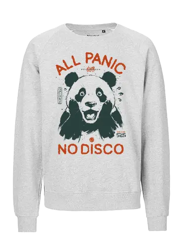All Panic No Disco - panda, funny, panic, anxiety, vintage, retro, japanese, stress, overwhelmed, quote, humor, cute, mood, sarcastic, scream - Fairtrade Sweatshirt
