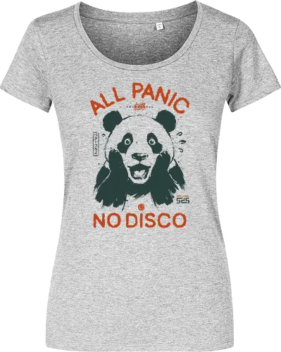 All Panic No Disco - panda, funny, panic, anxiety, vintage, retro, japanese, stress, overwhelmed, quote, humor, cute, mood, sarcastic, scream - Damen T-Shirt